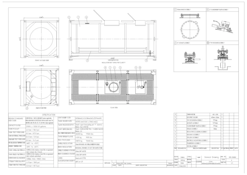 20' T14 21KL – PTFE Lining ISO Tank - Image 2
