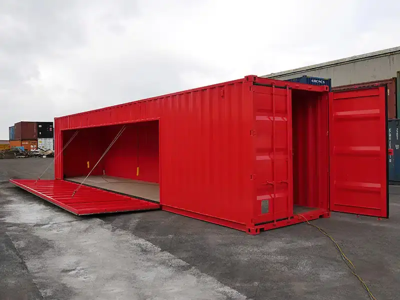 Container with Drop Down Deck
